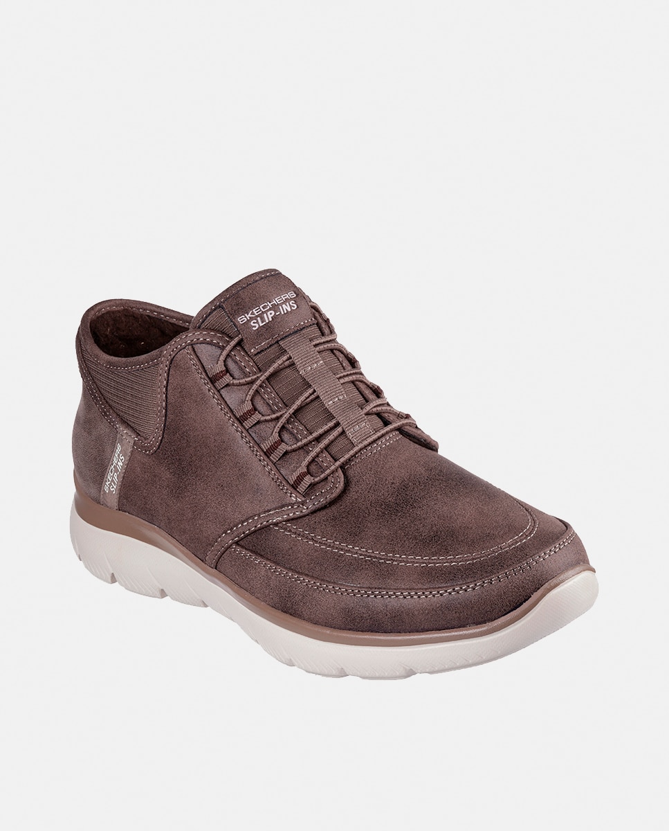 Sapatilhas Casual em Pele Slip Ins Castanho-chocolate-2