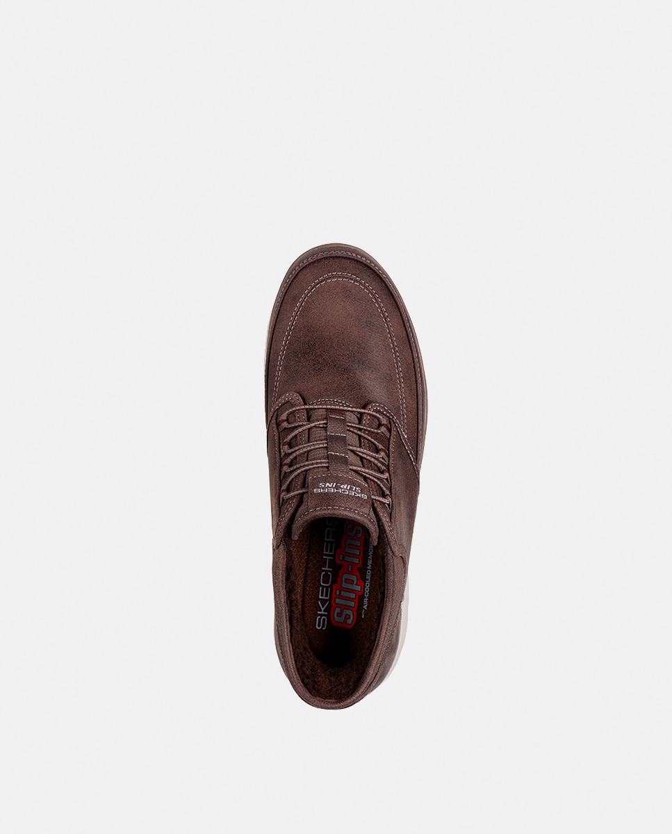 Sapatilhas Casual em Pele Slip Ins Castanho-chocolate-3