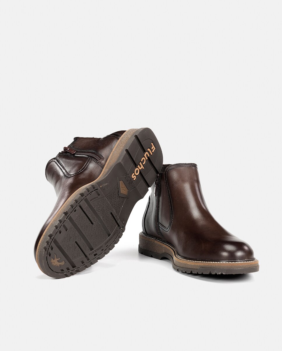 Botins em Pele com Pala Lisa Castanho-chocolate-4