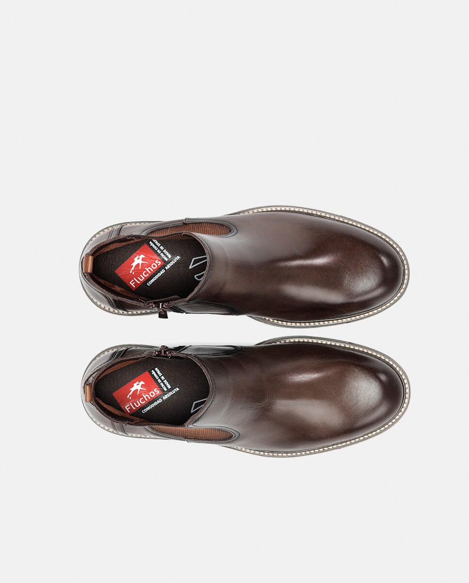 Botins em Pele com Pala Lisa Castanho-chocolate-5