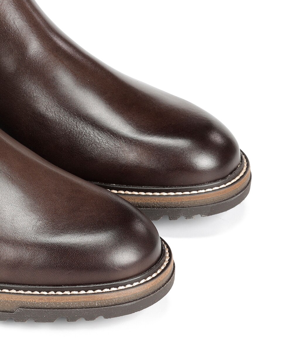 Botins em Pele com Pala Lisa Castanho-chocolate-6