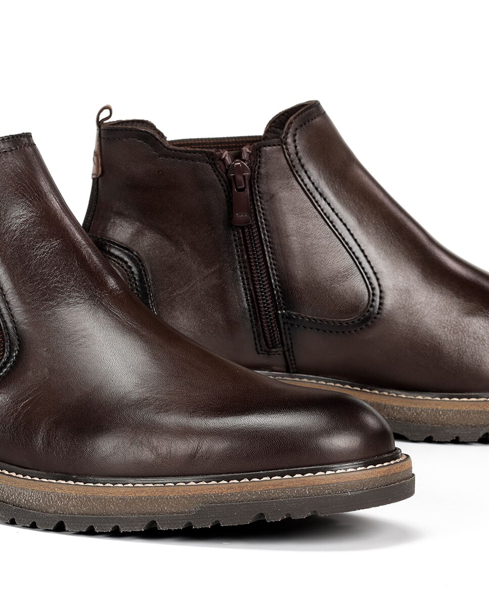 Botins em Pele com Pala Lisa Castanho-chocolate-7