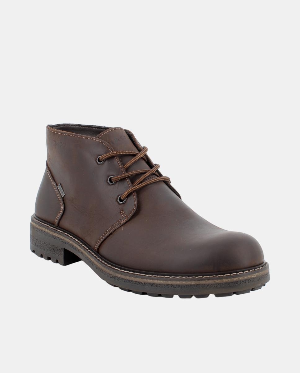 Bota de caballero en piel, con forro goretex y cierre con cordones - Igi&Co - Marrón oscuro Marrón oscuro-2