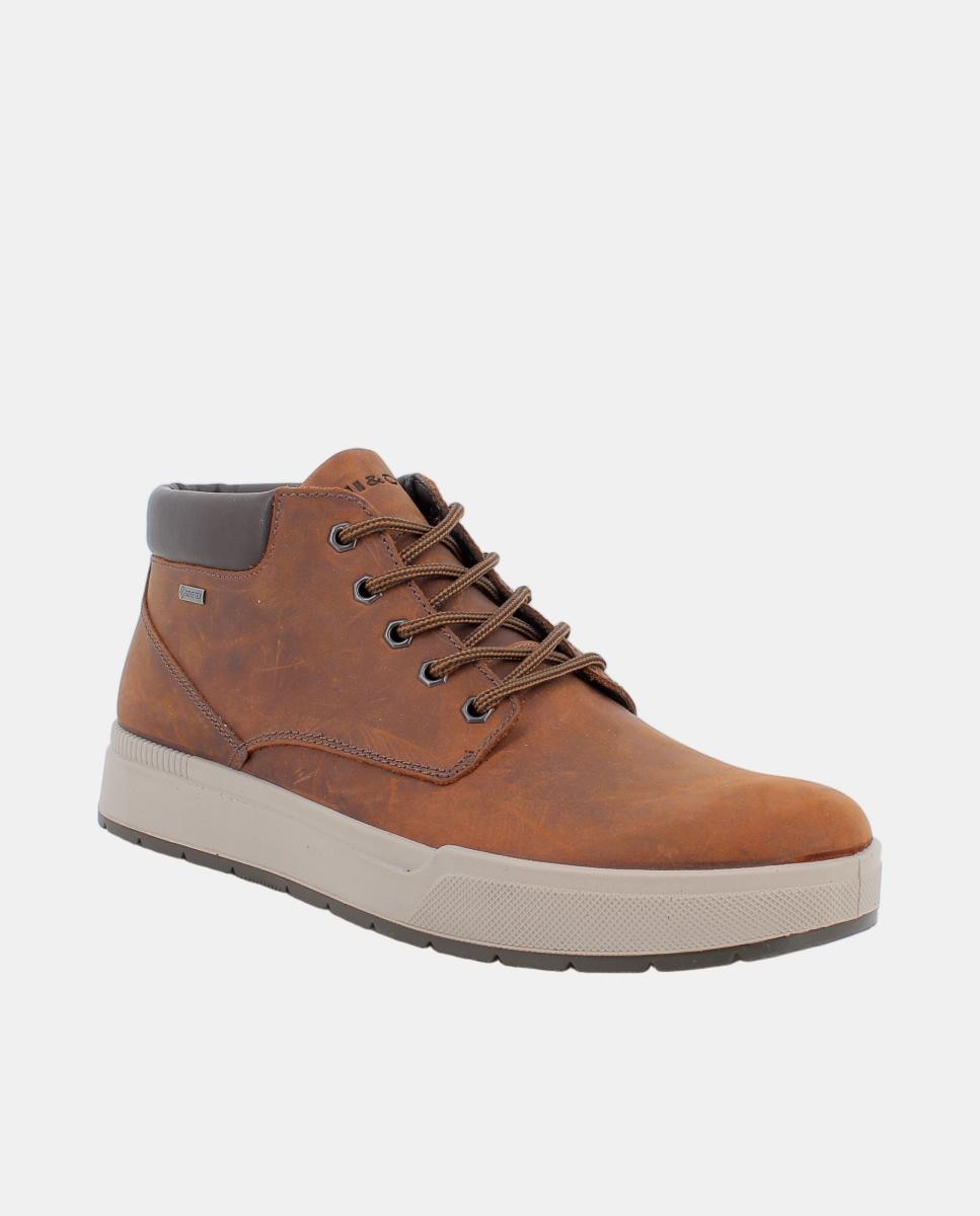 Bota de caballero en piel, con forro goretex y cierre con cordones - Igi&Co - Marrón Marrón-2