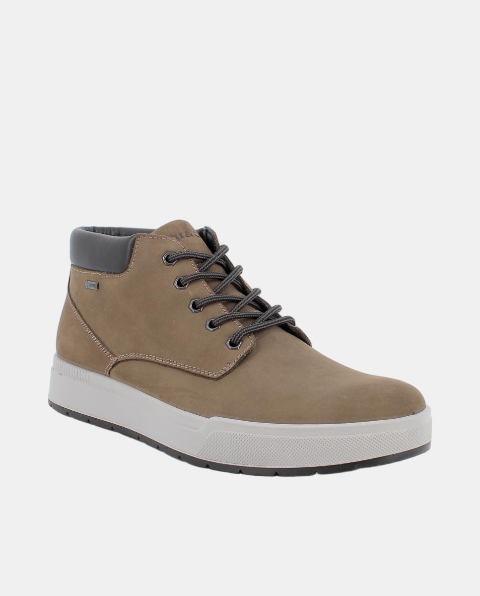 Bota de caballero en piel, con forro goretex y cierre con cordones - Igi&Co - Verde militar Verde militar-2
