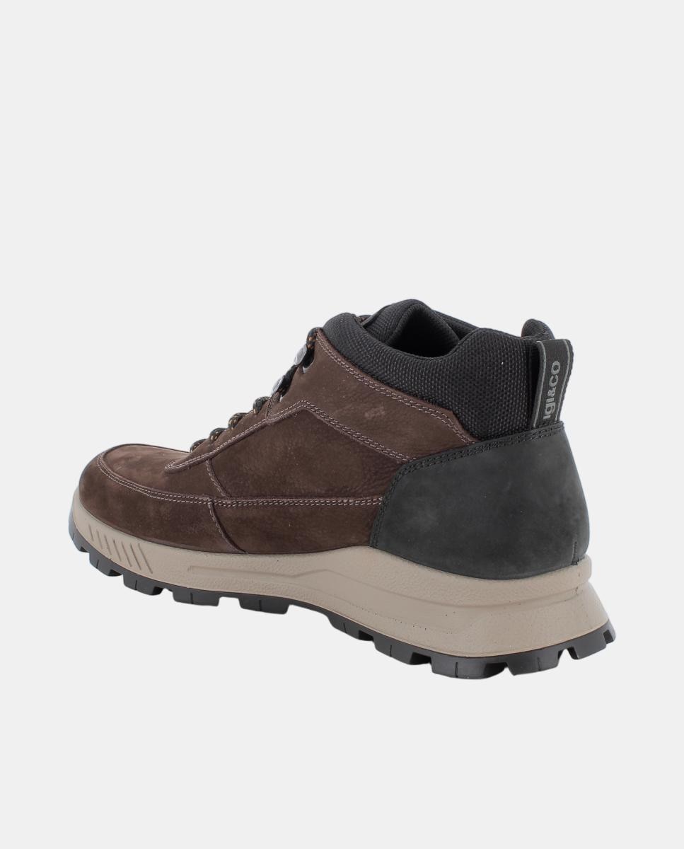 Bota de caballero en piel con forro goretex, cierre con cordones - Igi&Co - Marrón oscuro Marrón oscuro-3