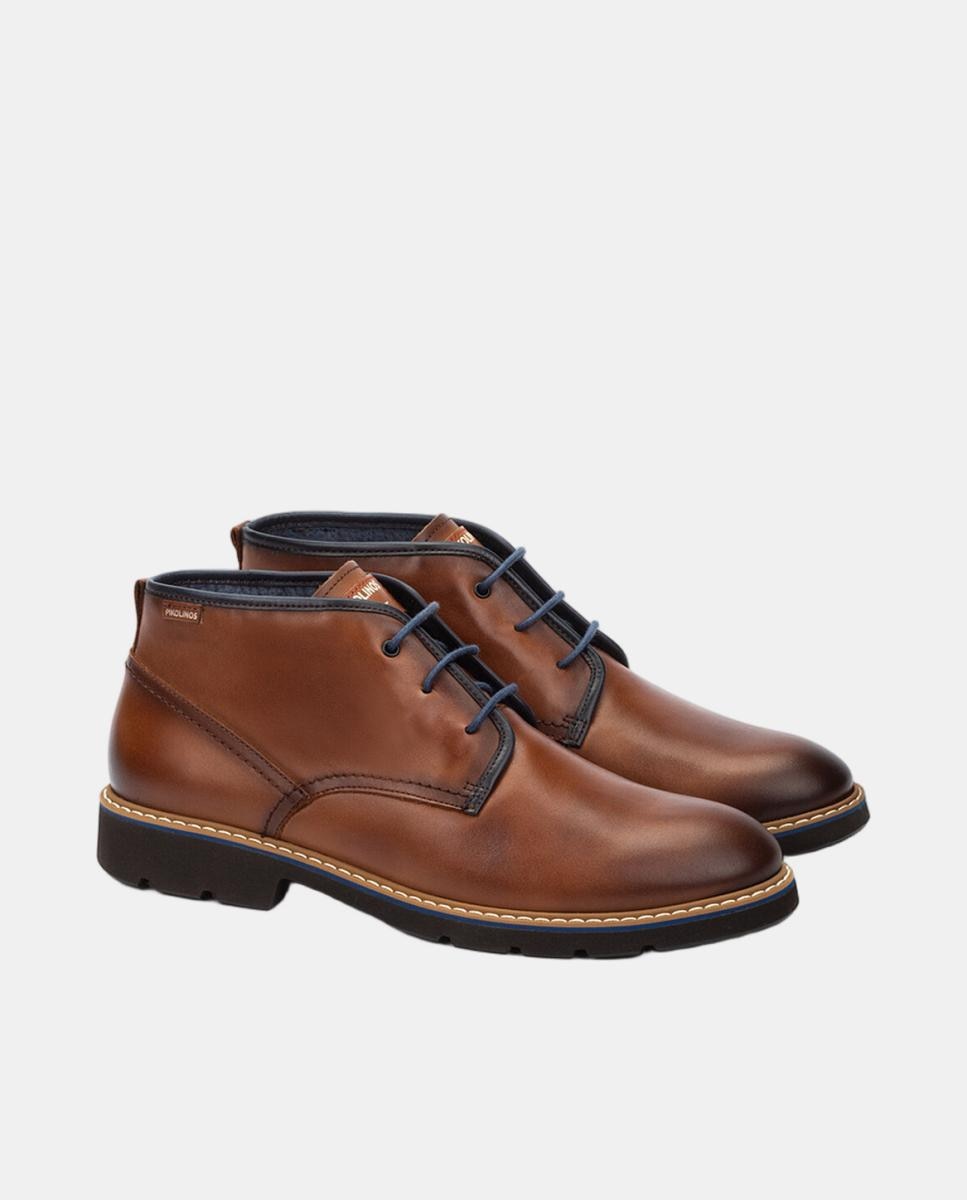 Botas em Pele com Atacadores e Sola Extraligeira Castanho-2