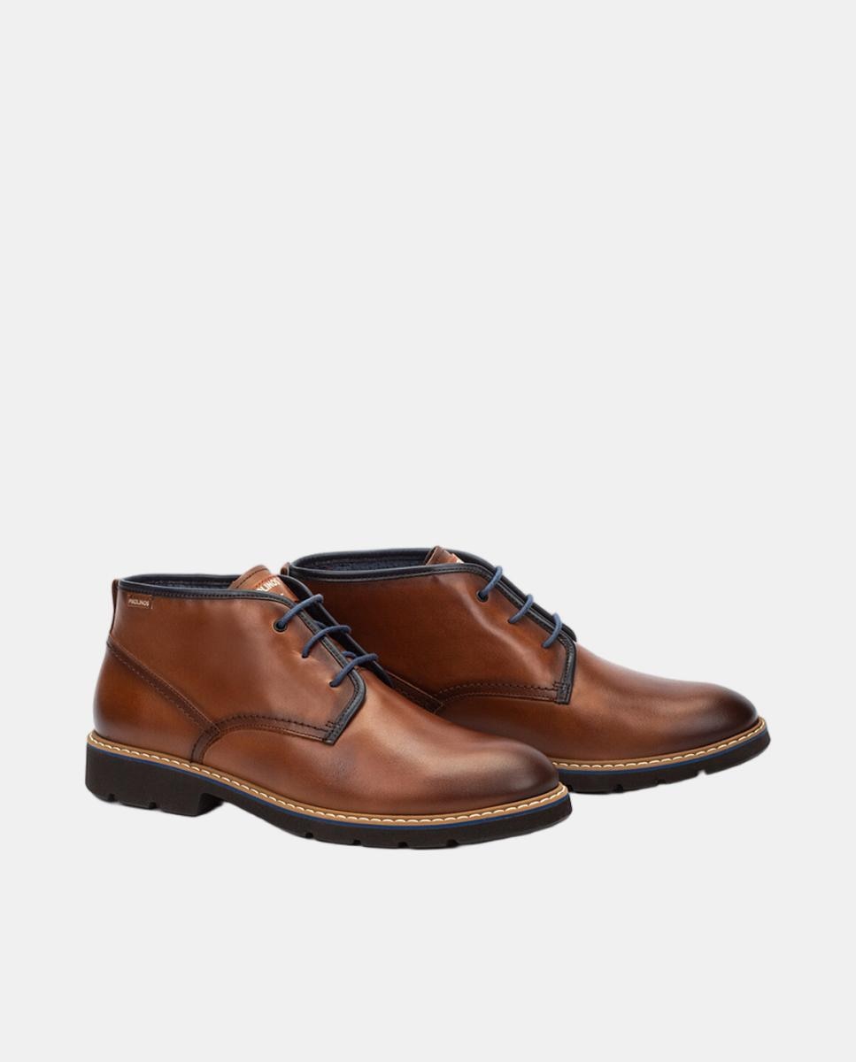 Botas em Pele com Atacadores e Sola Extraligeira Castanho-6