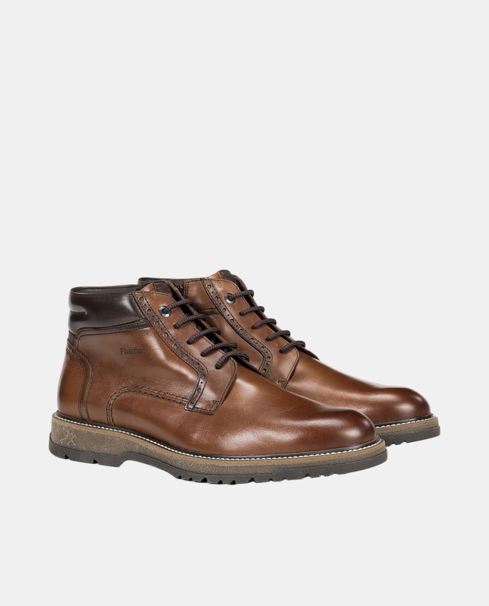 Botas em Pele com Atacadores e Fecho de Correr Couro-2