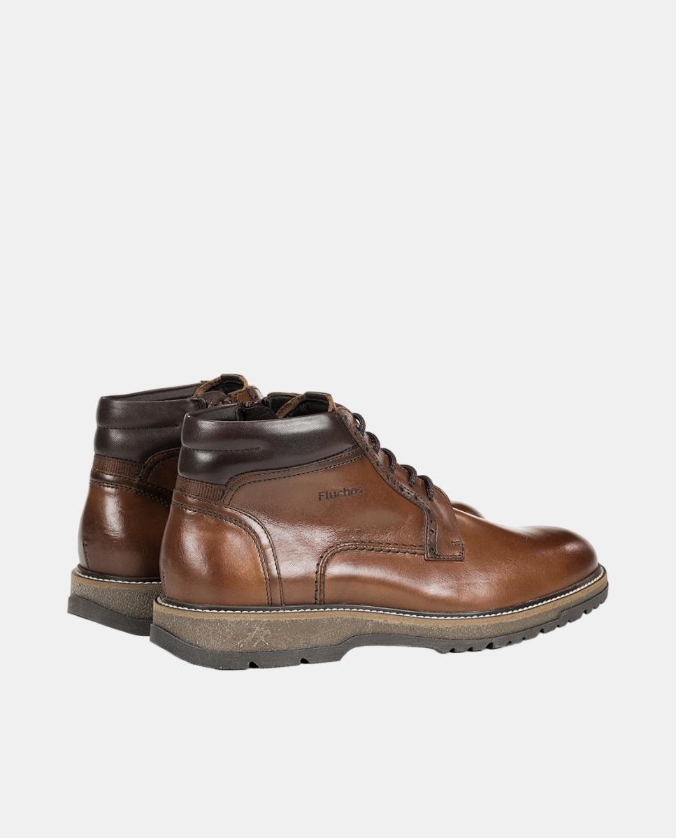 Botas em Pele com Atacadores e Fecho de Correr Couro-3