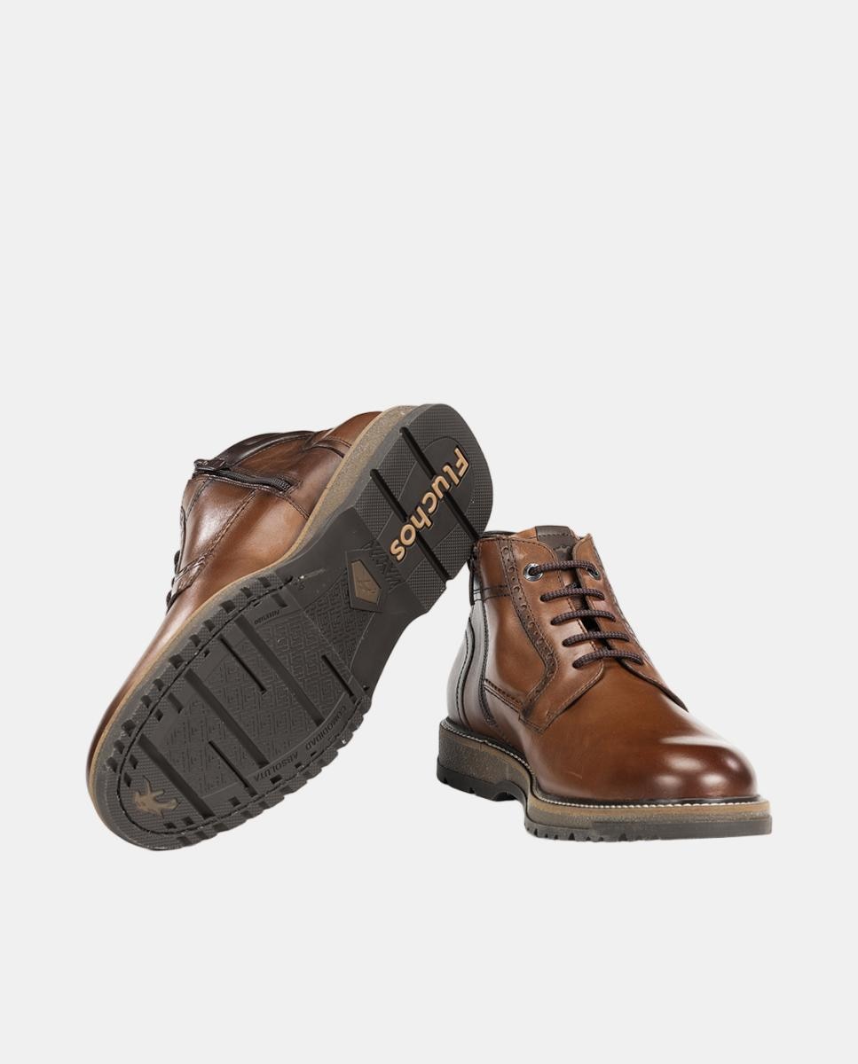 Botas em Pele com Atacadores e Fecho de Correr Couro-4