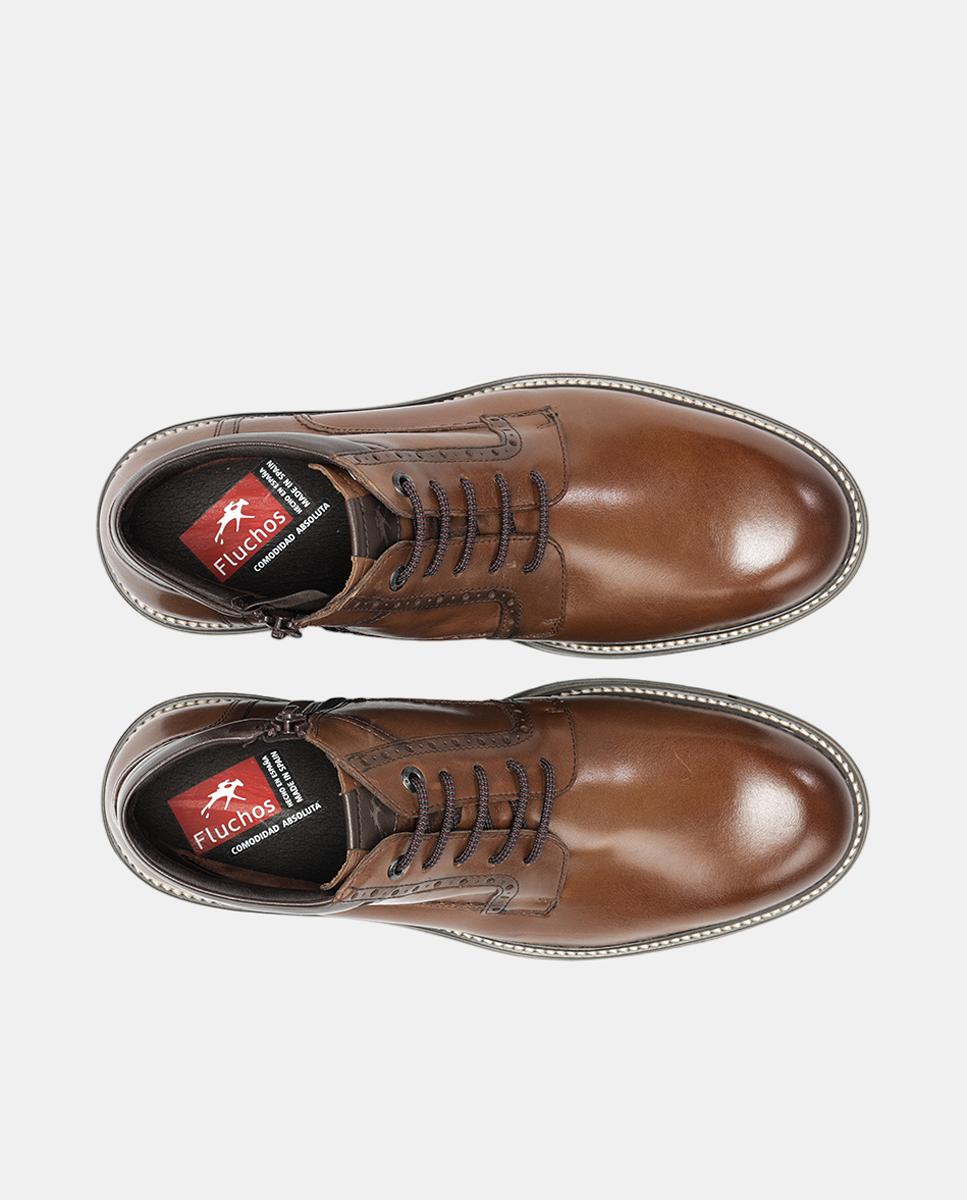 Botas em Pele com Atacadores e Fecho de Correr Couro-5
