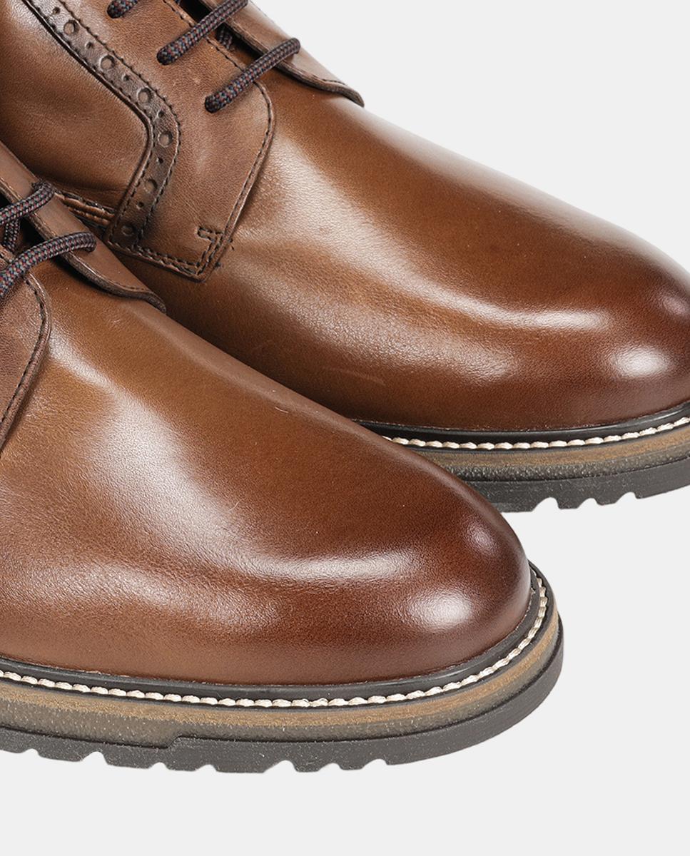 Botas em Pele com Atacadores e Fecho de Correr Couro-6