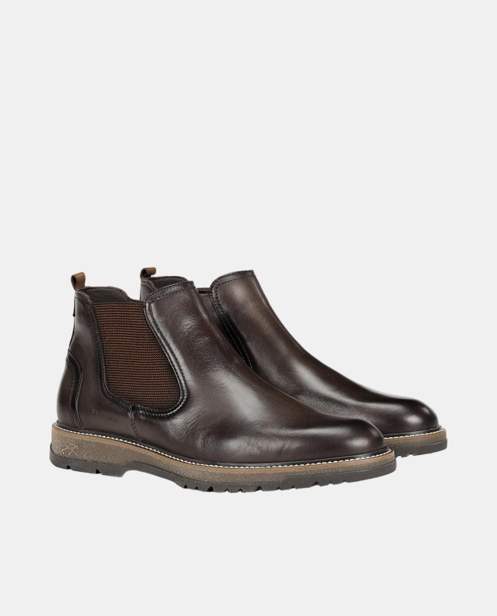 Botas em Pele com Elásticos Castanho-chocolate-2