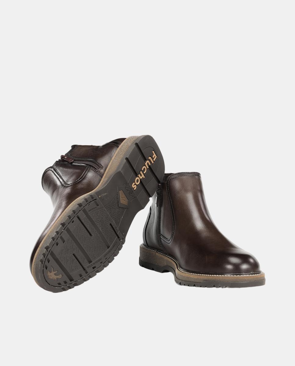 Botas em Pele com Elásticos Castanho-chocolate-4