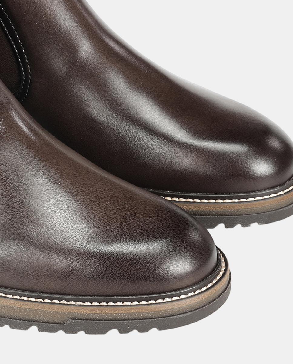 Botas em Pele com Elásticos Castanho-chocolate-6