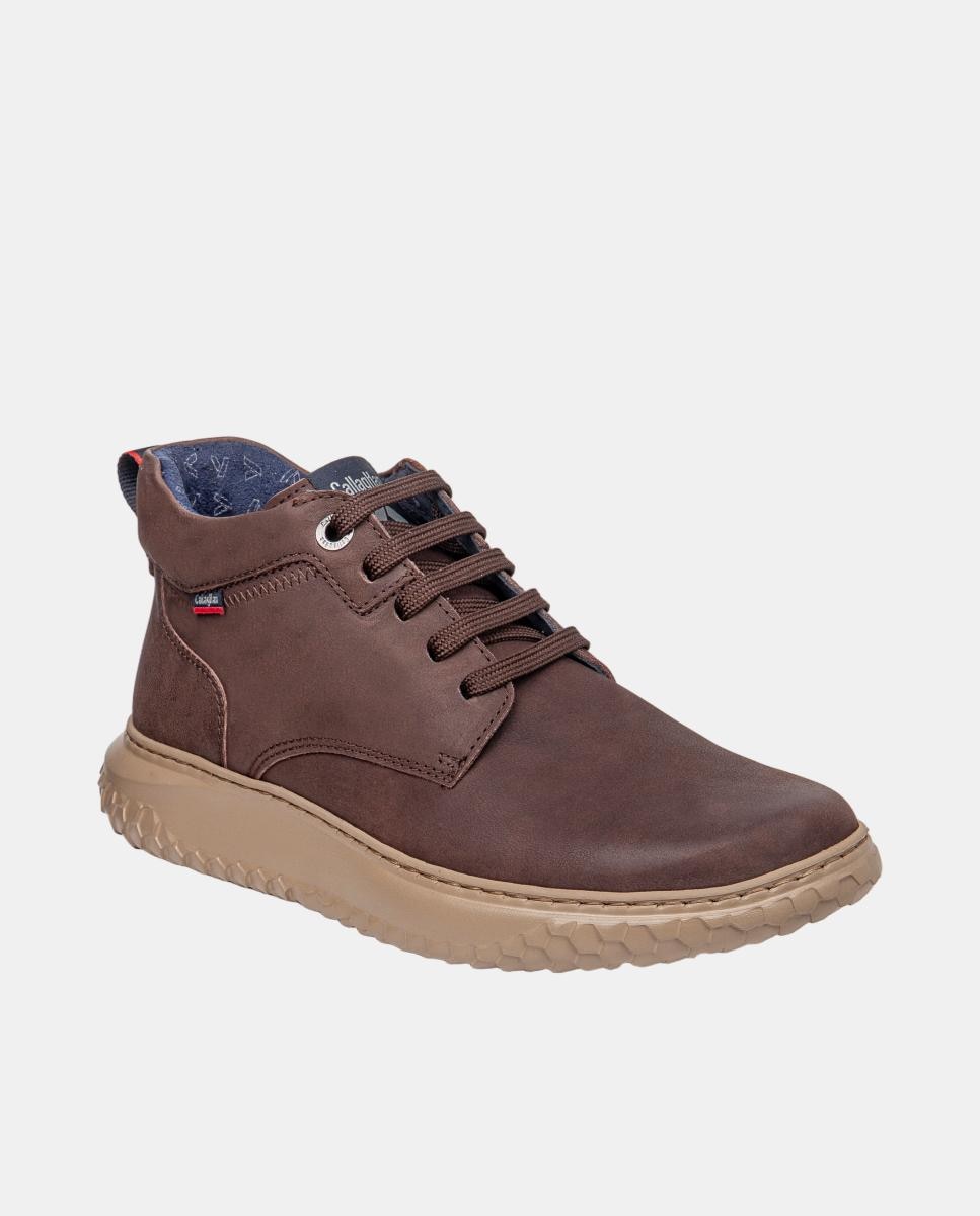 Botins de Atacadores em Pele Castanho-2