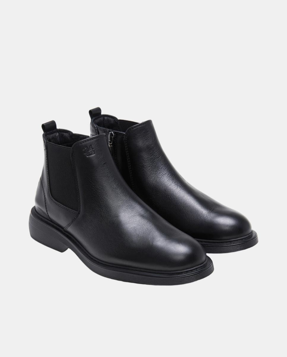 Botins Chelsea em Pele Preto mate-2