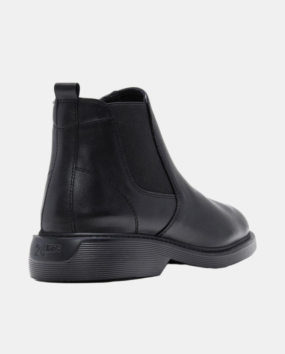 Botins Chelsea em Pele Preto mate-3