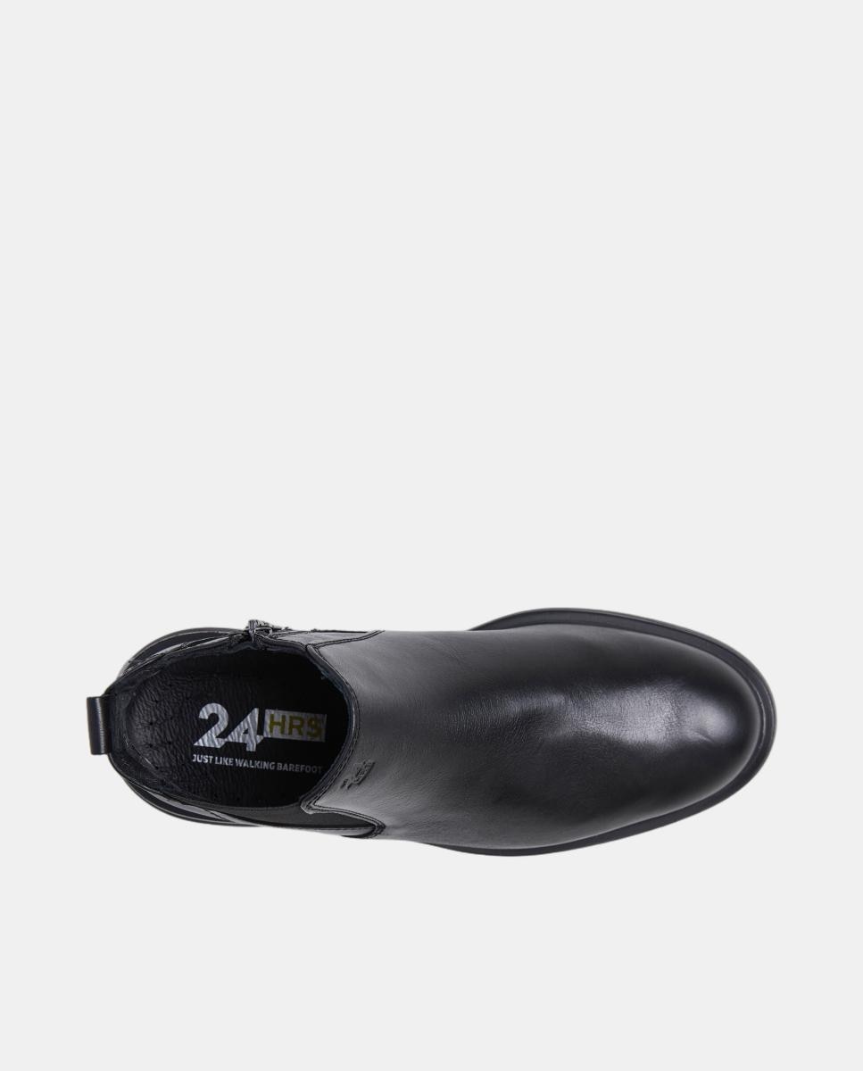 Botins Chelsea em Pele Preto mate-4