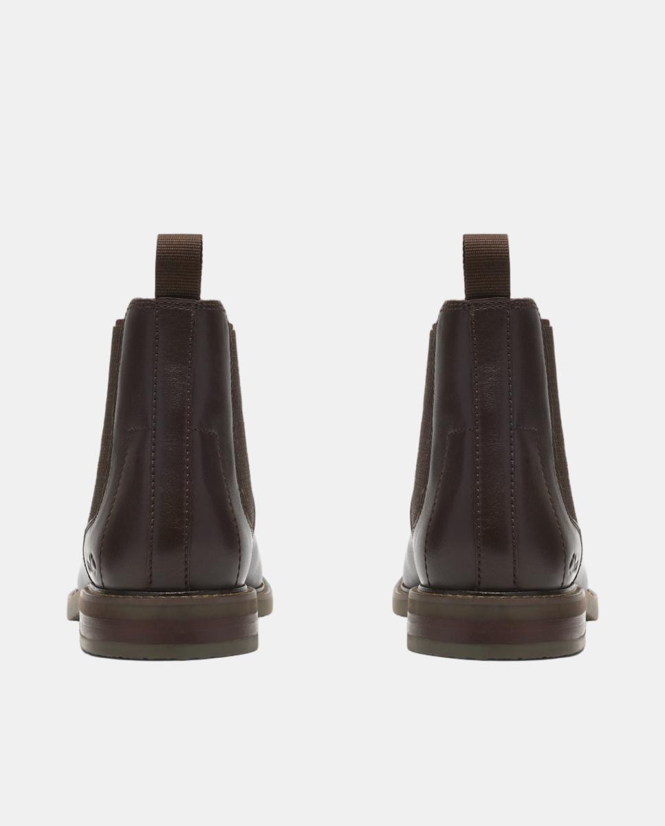 Botins em Pele com Elásticos Laterais e Sola de Borracha Termoplástica Castanho-escuro-5