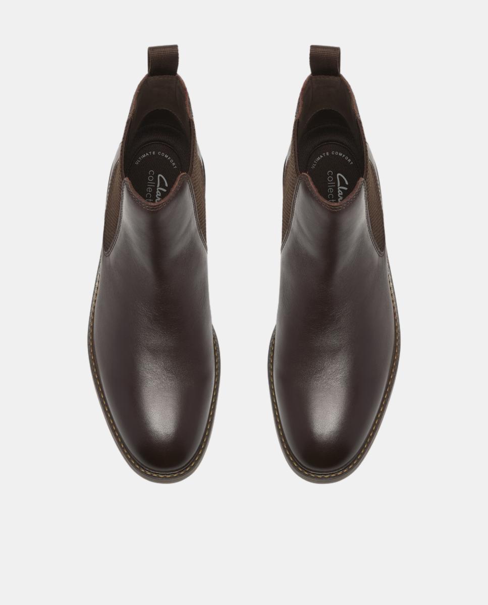 Botins em Pele com Elásticos Laterais e Sola de Borracha Termoplástica Castanho-escuro-6