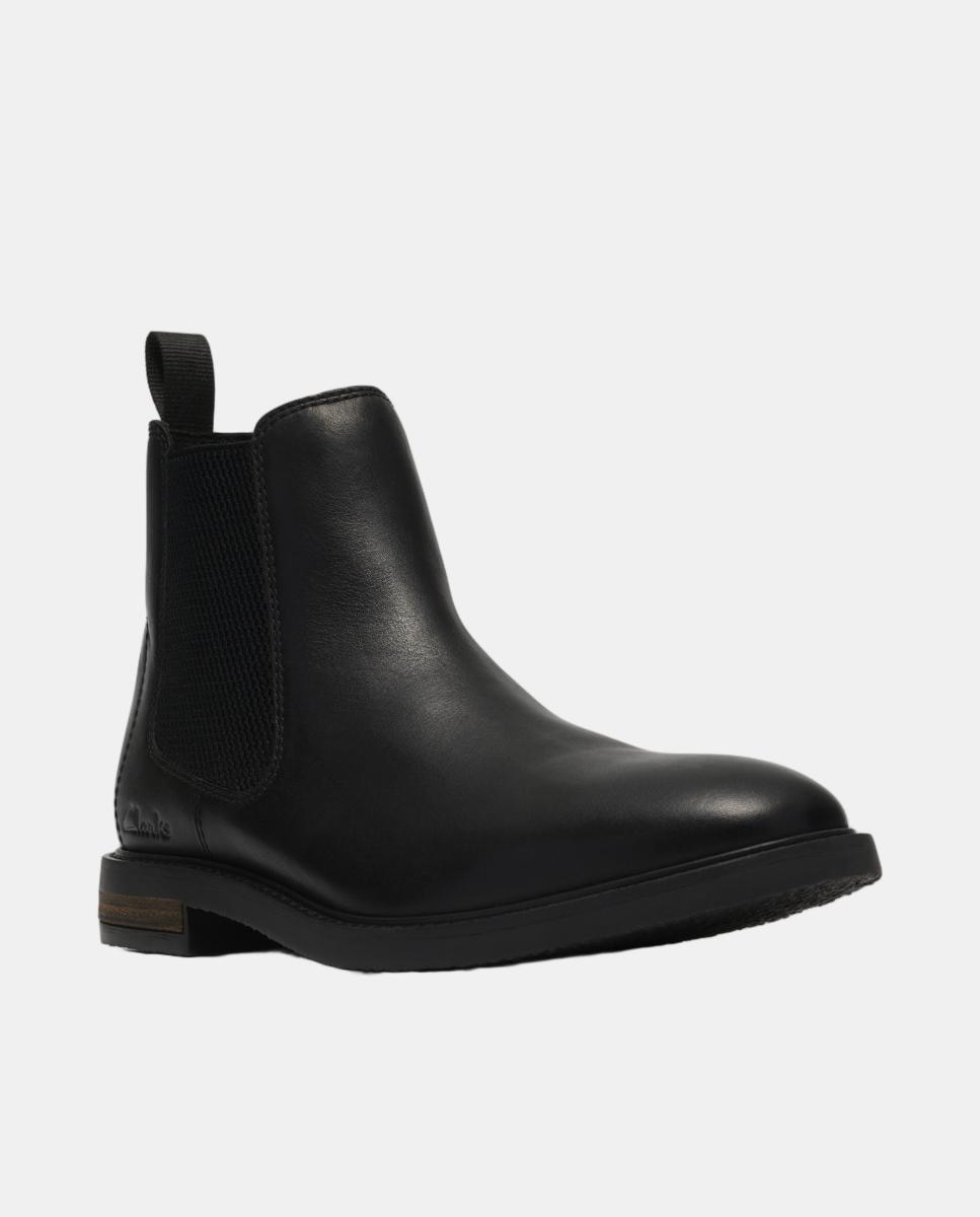 Imagen 4 de Botín de hombre de piel con elásticos laterales y suela de caucho termoplástico - Clarks - Negro Negro