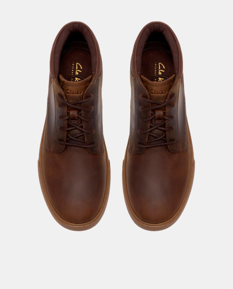 Botins em Pele com Fecho de Atacadores e Sola de Borracha Castanho-6