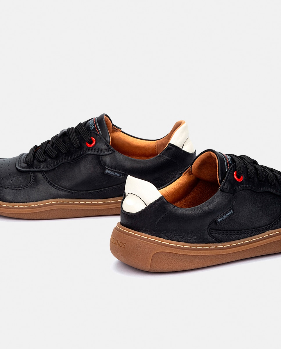 Sapatilhas em Pele - Preto Preto-4