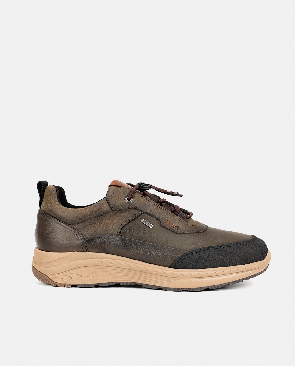 Sapatos Desportivos em Pele com Forro Impermeável Verde Azeitona-1