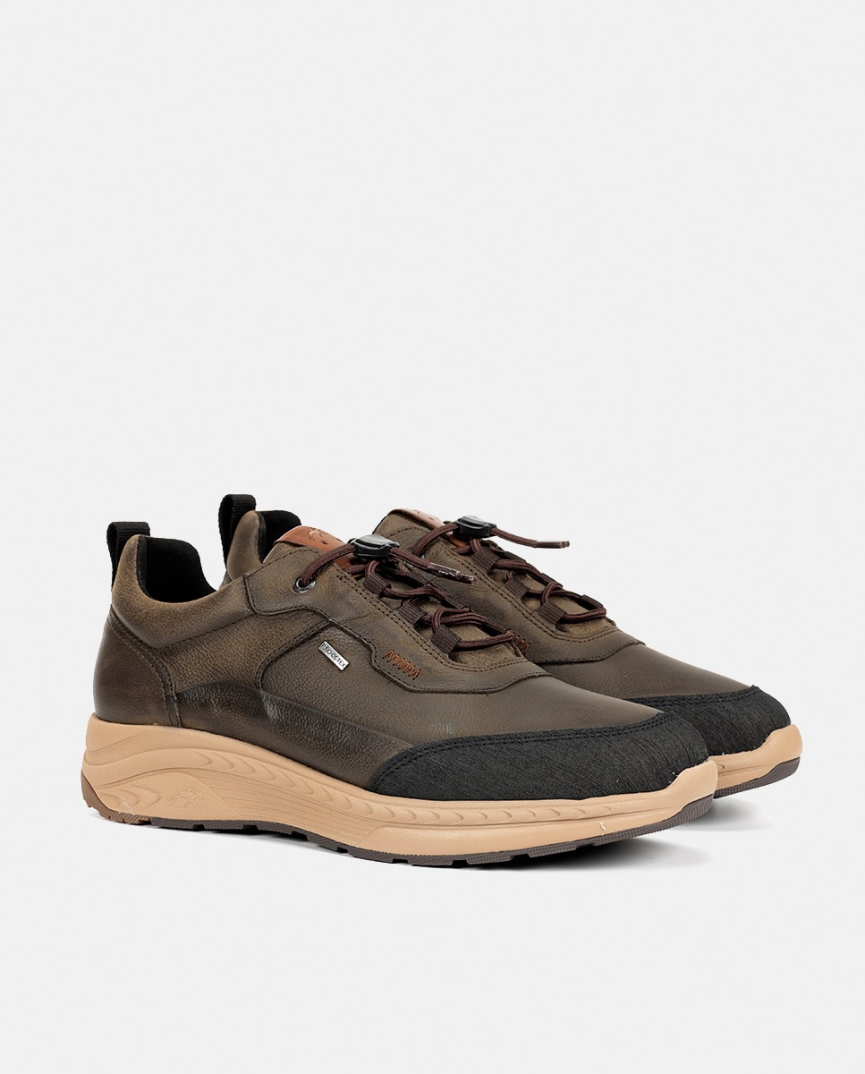 Sapatos Desportivos em Pele com Forro Impermeável Verde Azeitona-2