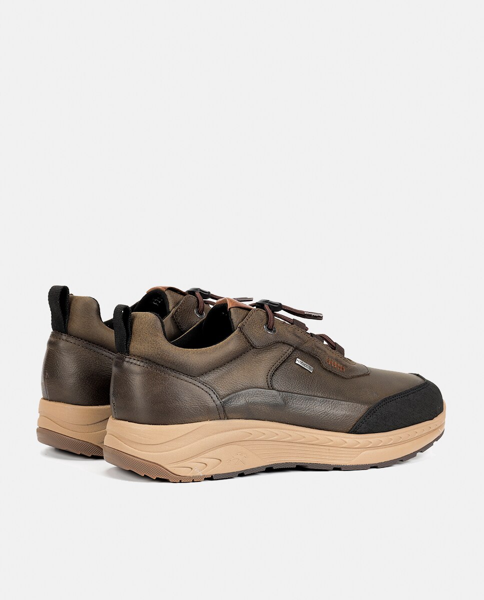 Sapatos Desportivos em Pele com Forro Impermeável Verde Azeitona-3