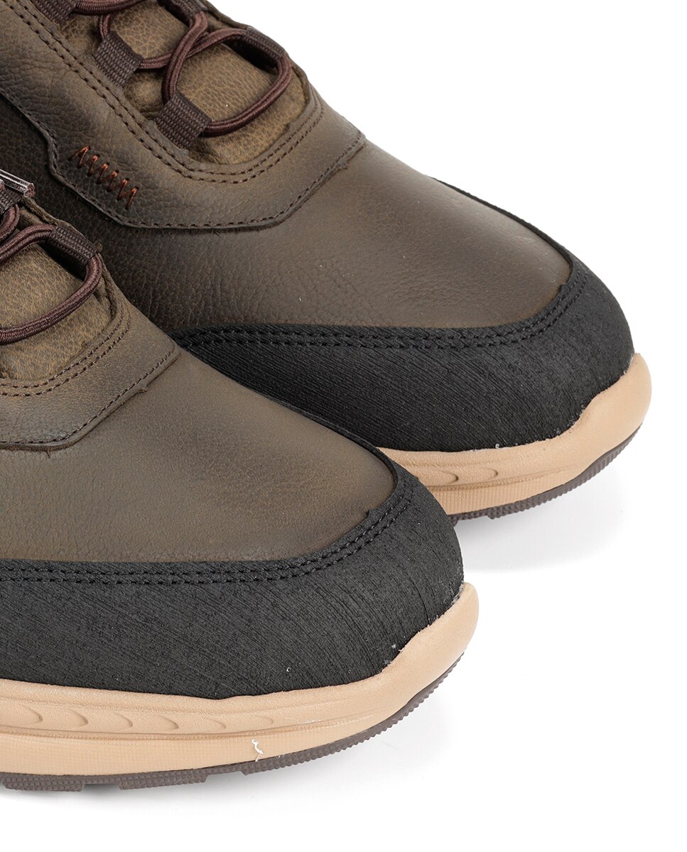 Sapatos Desportivos em Pele com Forro Impermeável Verde Azeitona-6