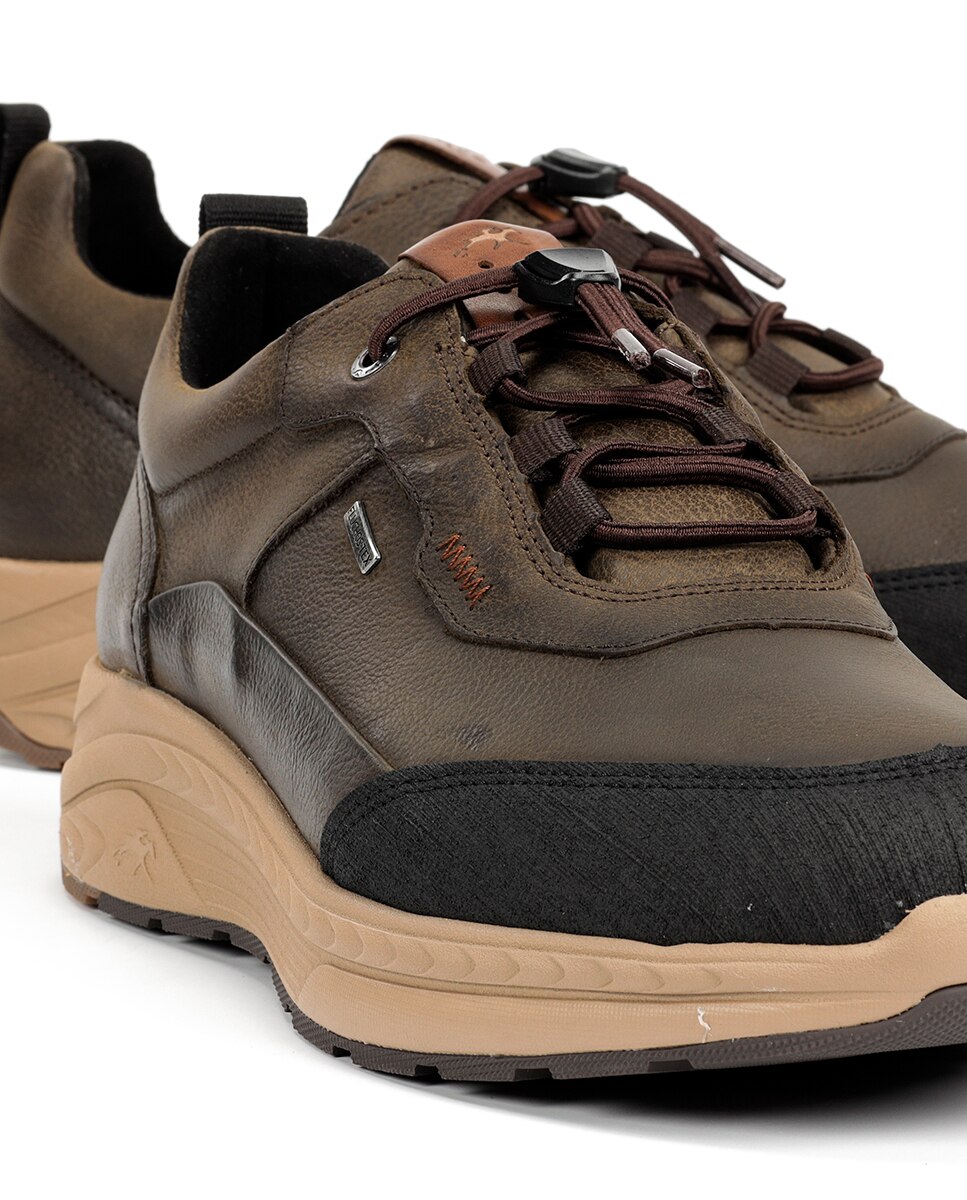Sapatos Desportivos em Pele com Forro Impermeável Verde Azeitona-7