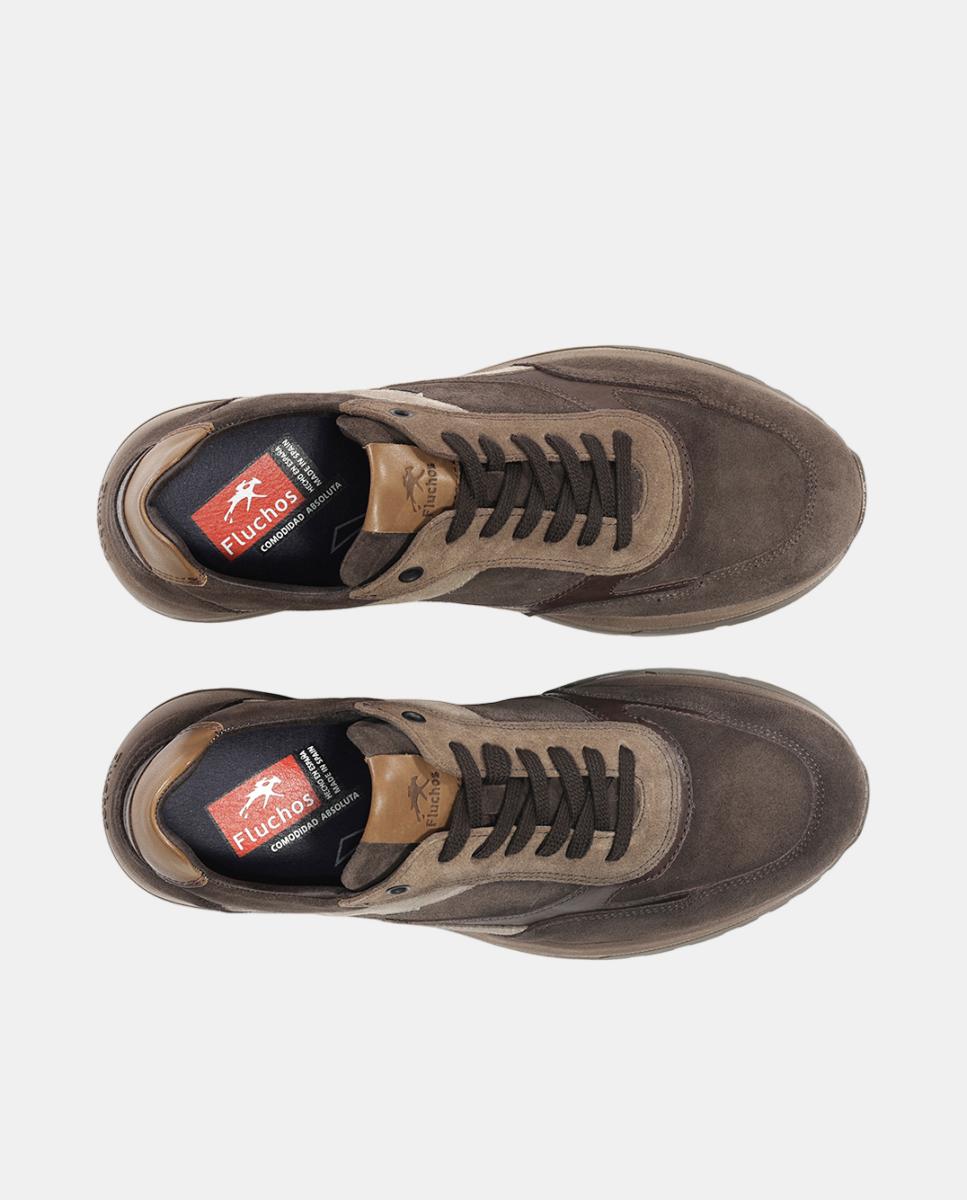 Sapatos Desportivos em Camurça com Fecho de Correr Castanho-pedra-5
