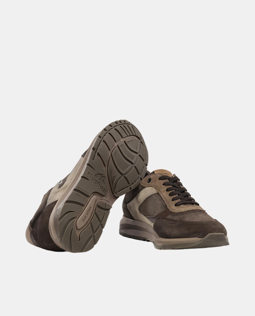 Sapatos Desportivos em Camurça com Fecho de Correr Castanho-pedra-6