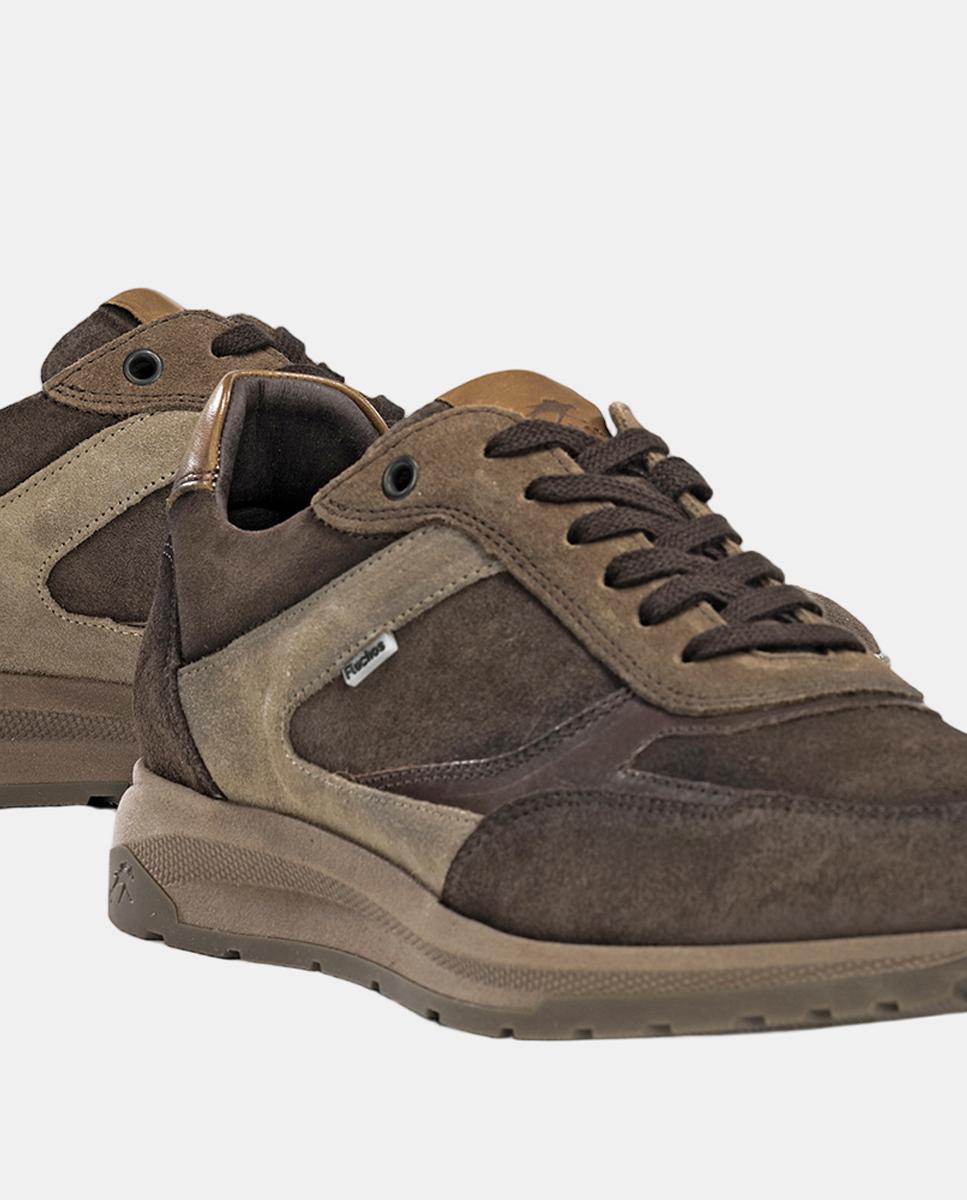 Sapatos Desportivos em Camurça com Fecho de Correr Castanho-pedra-7
