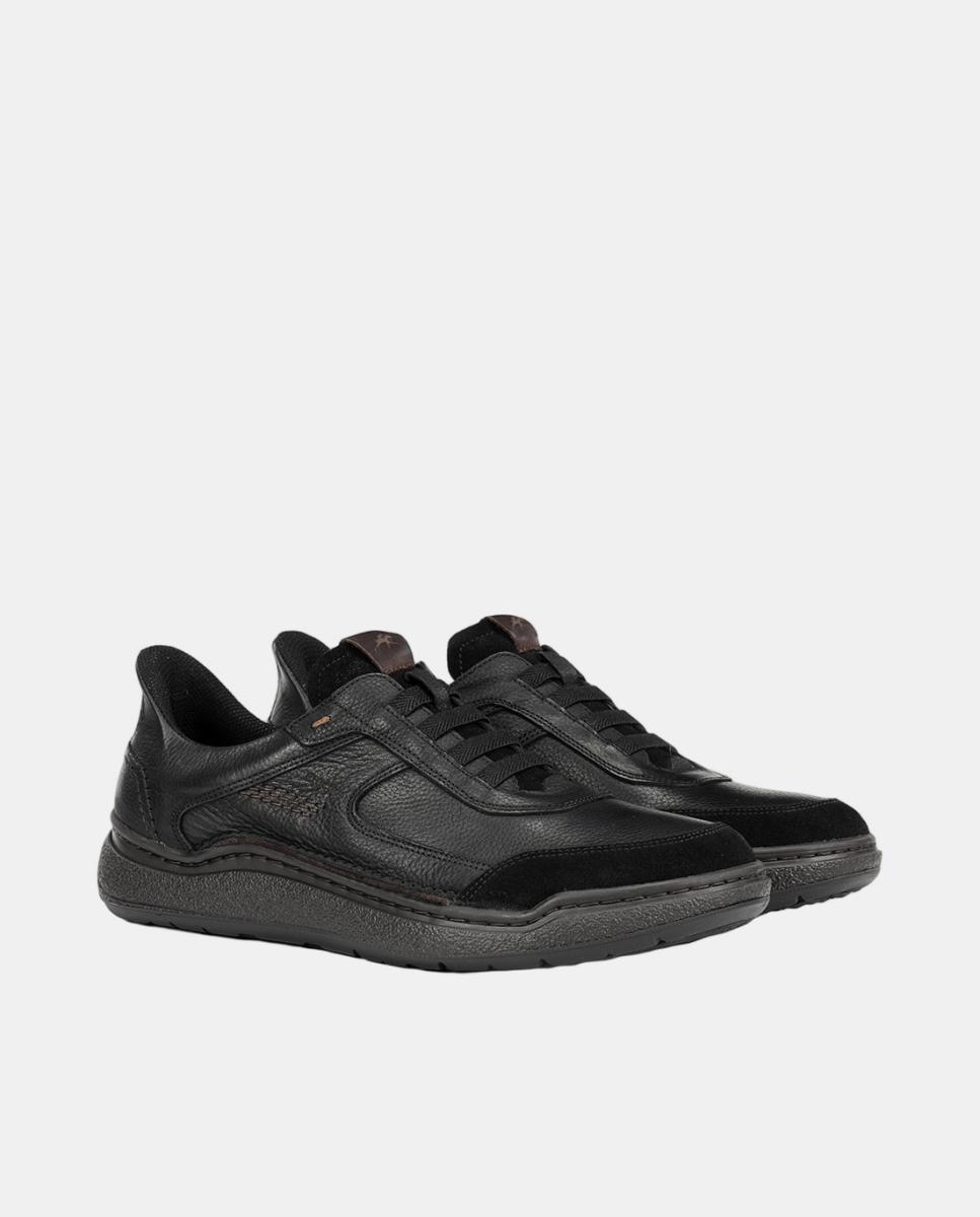 Sapatos em Pele com Elásticos e Fáceis de Calçar Preto-2