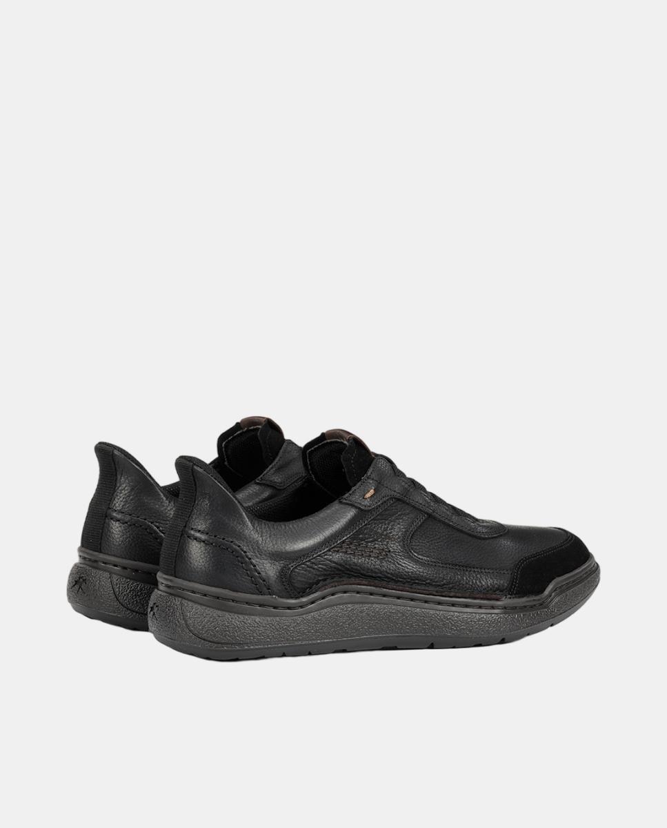 Sapatos em Pele com Elásticos e Fáceis de Calçar Preto-3