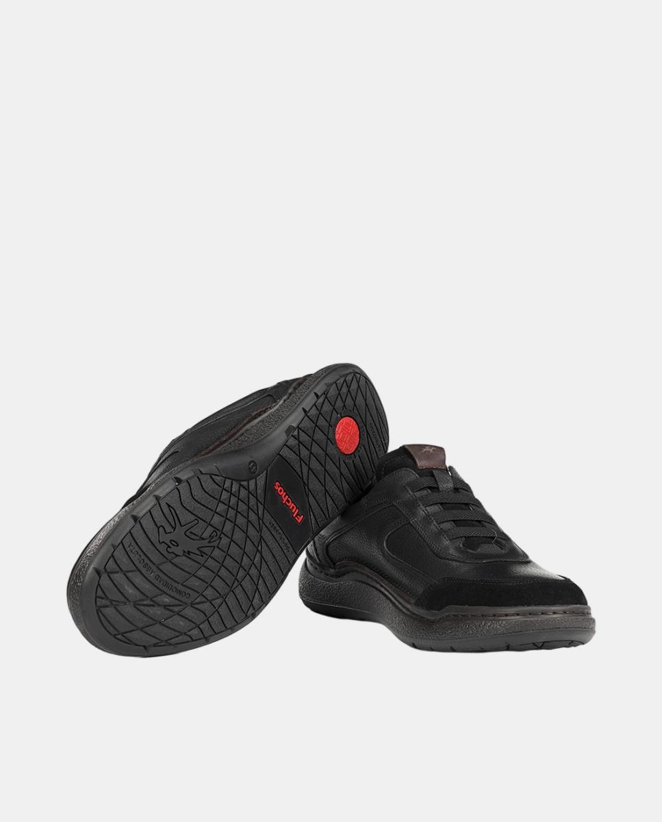 Sapatos em Pele com Elásticos e Fáceis de Calçar Preto-4