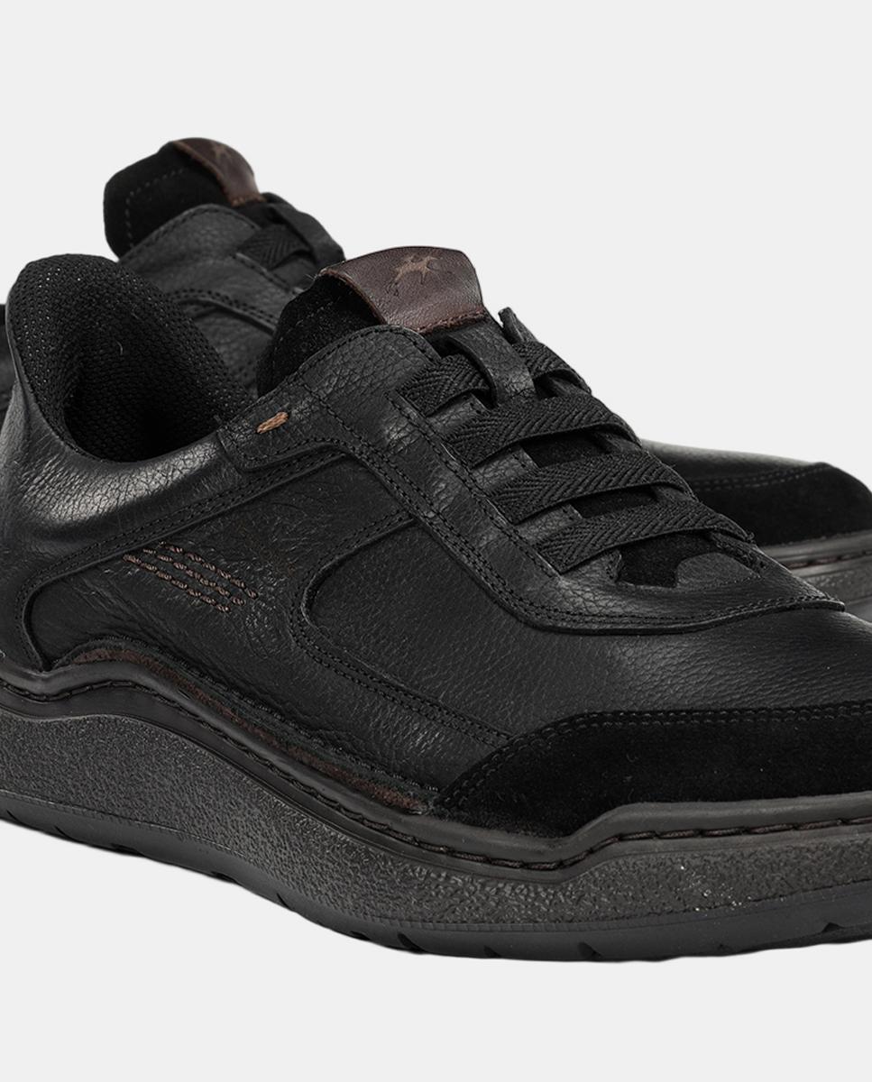 Sapatos em Pele com Elásticos e Fáceis de Calçar Preto-7