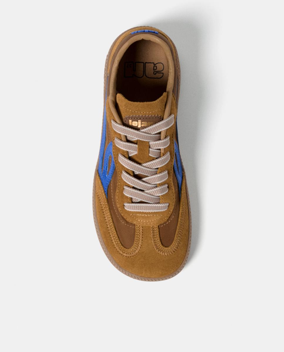 Sapatilhas Lejan One homem barefoot pele Castanho-4