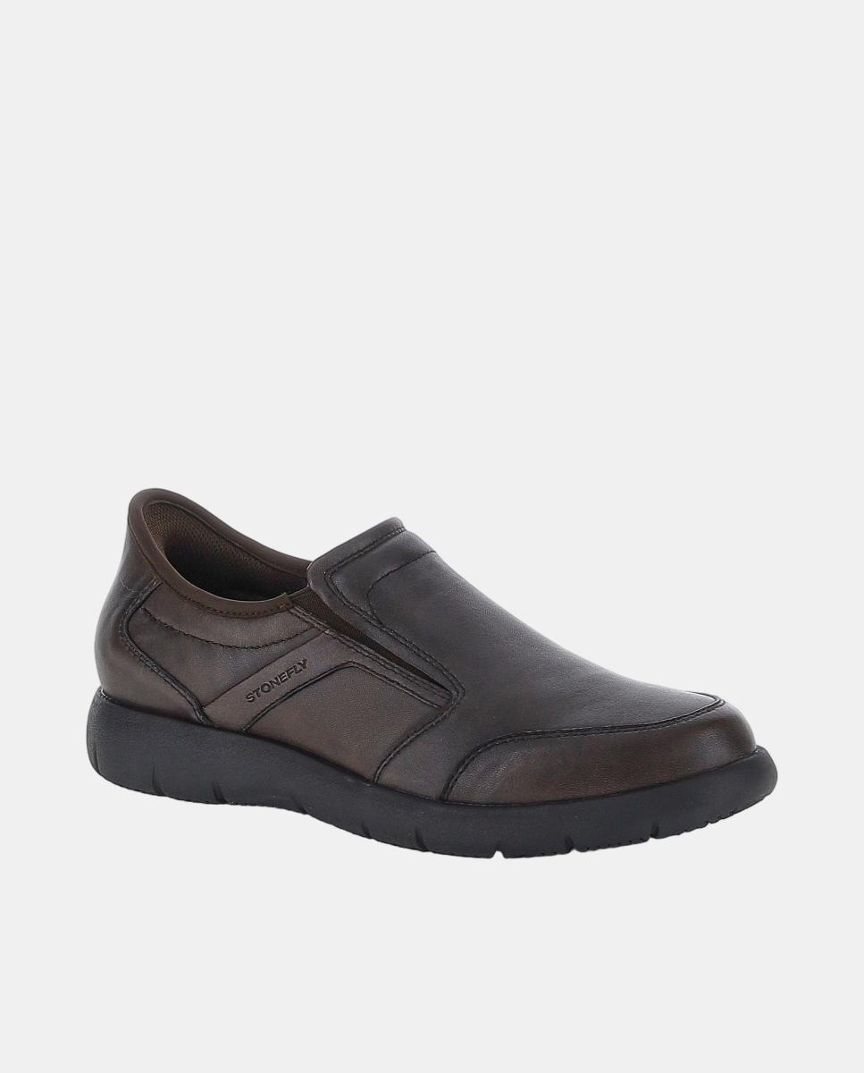 Sapatos em Pele com Elásticos Castanho-escuro-2