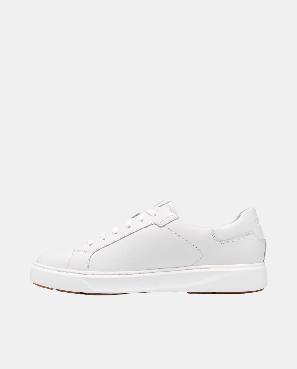 Deportivas de hombre de piel con cierre de cordones y suela de caucho - Clarks - Blanco Blanco-2