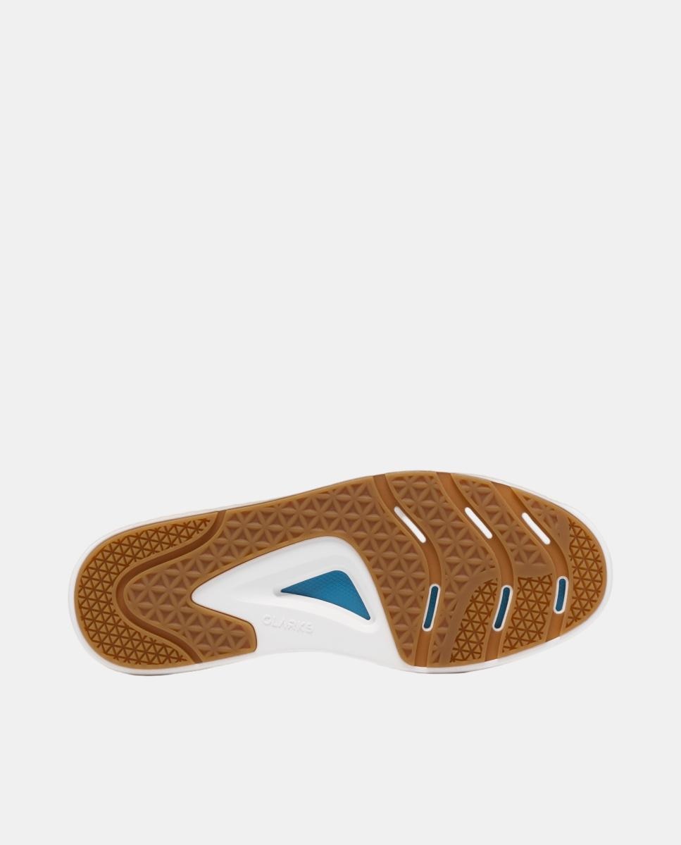 Deportivas de hombre de piel con cierre de cordones y suela de caucho - Clarks - Blanco Blanco-3