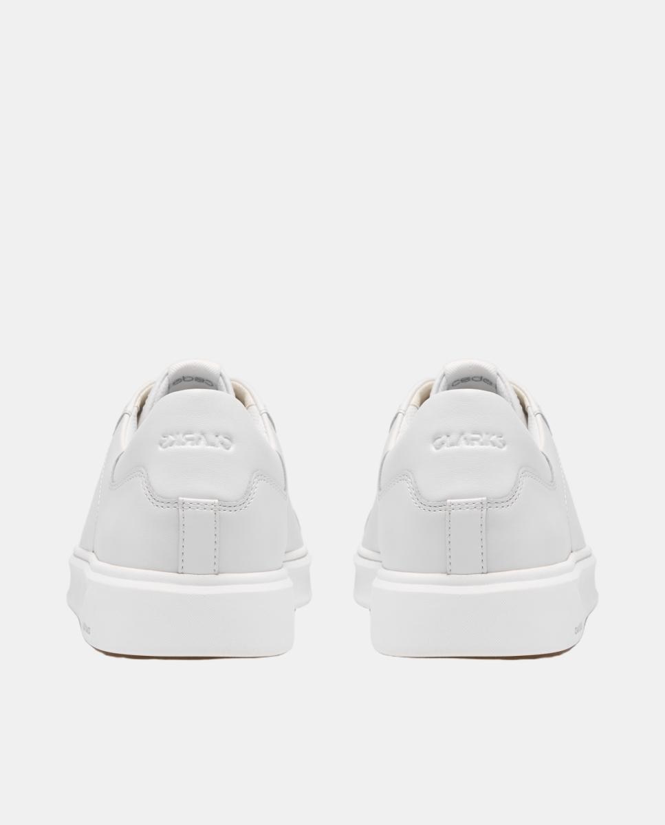 Deportivas de hombre de piel con cierre de cordones y suela de caucho - Clarks - Blanco Blanco-5