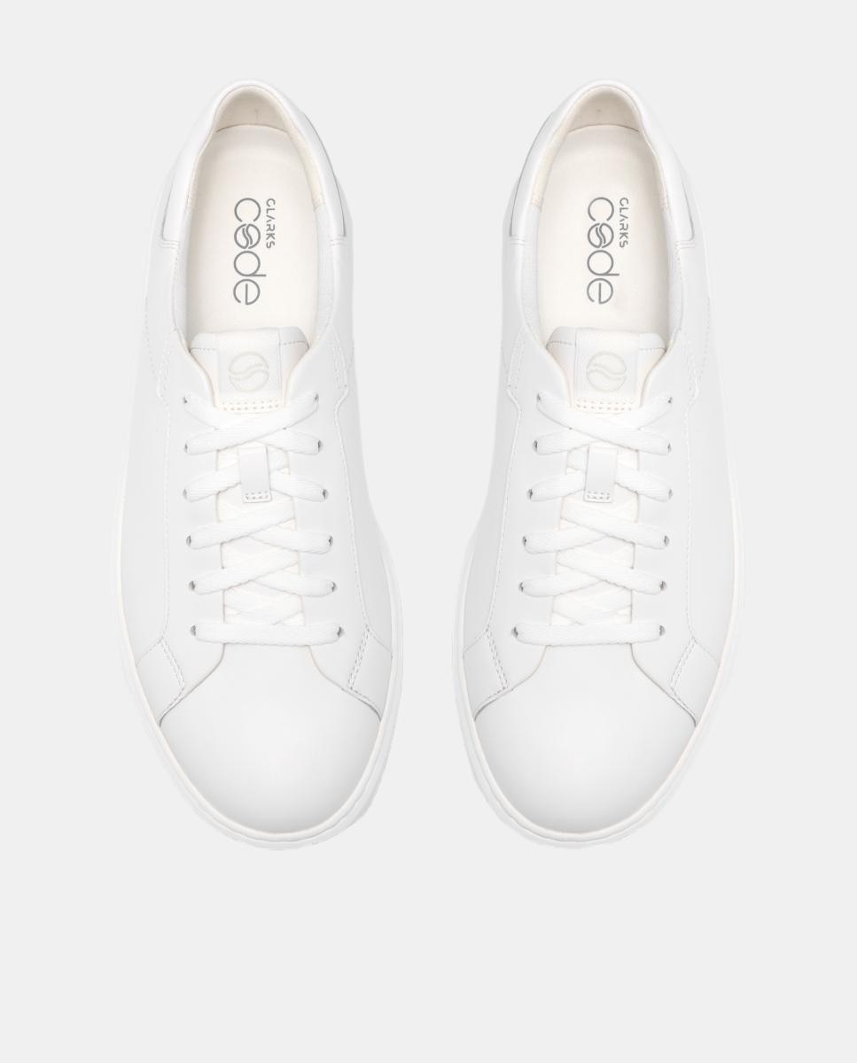 Deportivas de hombre de piel con cierre de cordones y suela de caucho - Clarks - Blanco Blanco-6