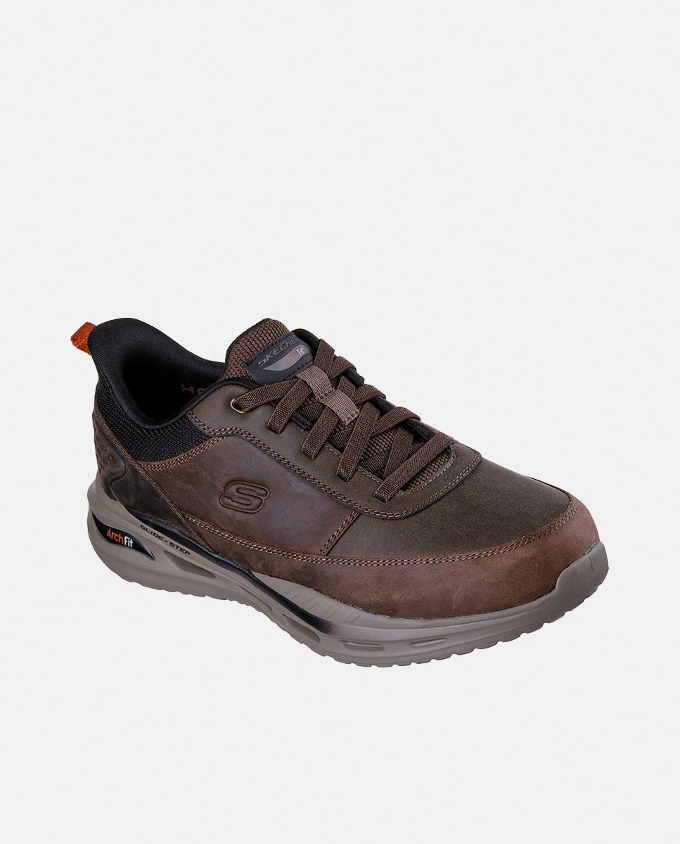 Sapatilhas Casual em Pele Slip Ins Castanho caramelo-2