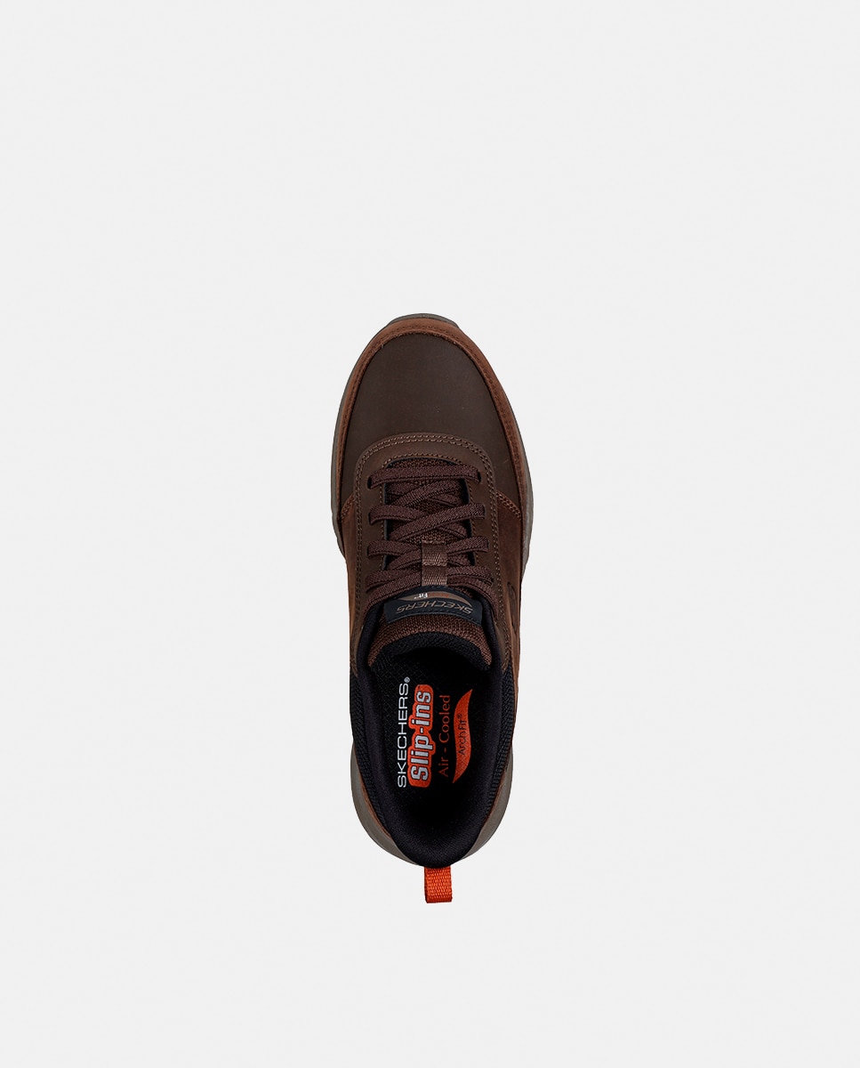 Sapatilhas Casual em Pele Slip Ins Castanho caramelo-3