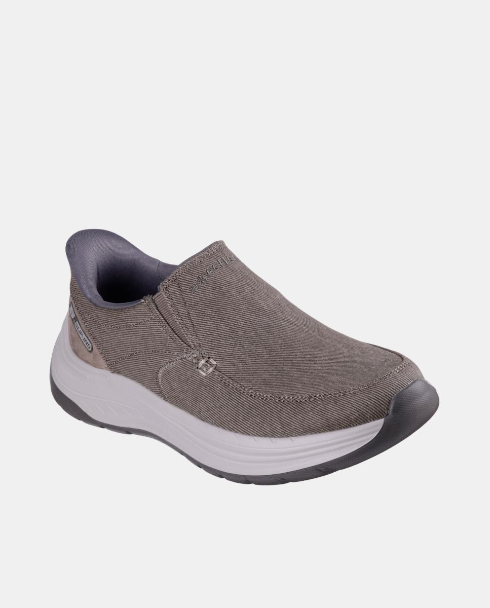 Sapatilhas Casual de Lona e Tech Slip Ins Taupe-2
